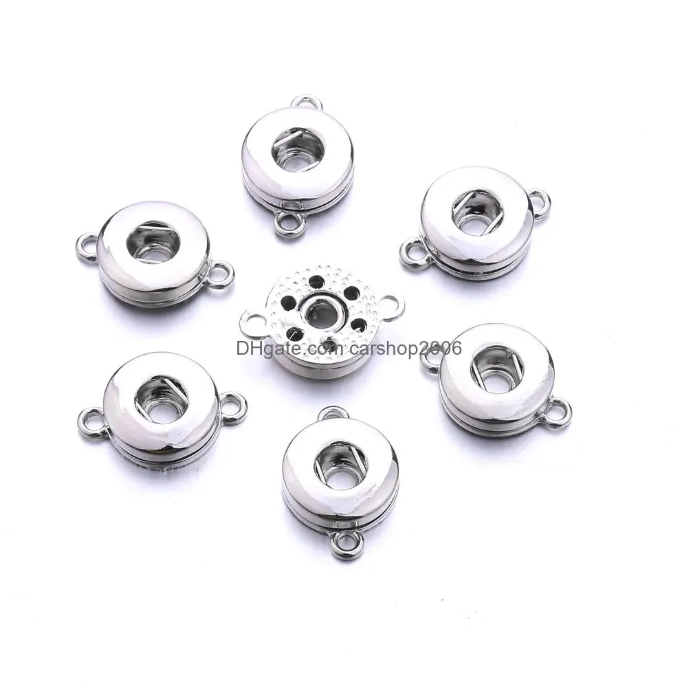 silver gold metal two ears 12mm snap button base pendant charms for diy snaps buttons earrings necklace bracelet jewelry