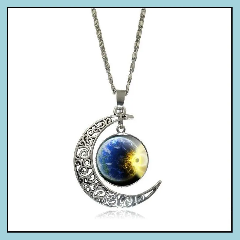 Pendant Necklaces Charms Necklaces For Women Pendant Summer Beach Statement Sier Long Chain Alloy Hollow Moon Necklace Drop Delivery J Dhy2K