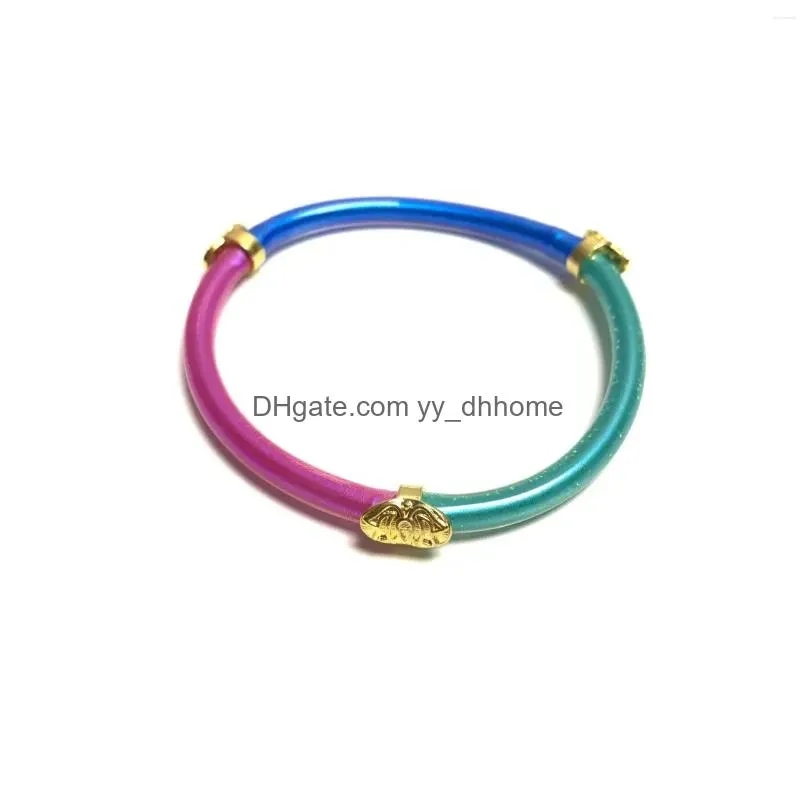 bangle trendy colour mixture silicone bracelet en acier inoxydable womens non-tarnish gold jewelry