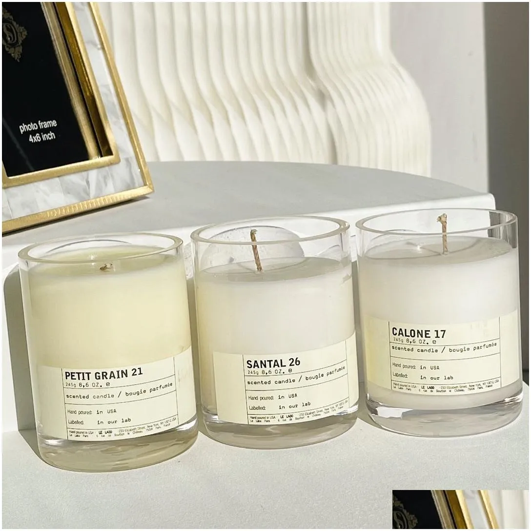 Candle Incense 245g Santal 26 Cedre 11 Laurier 62 Petit Grain 21 Calone 17 Scented Candles Bougie Parfum Wax Grasse  Long Lasting Smell Fast