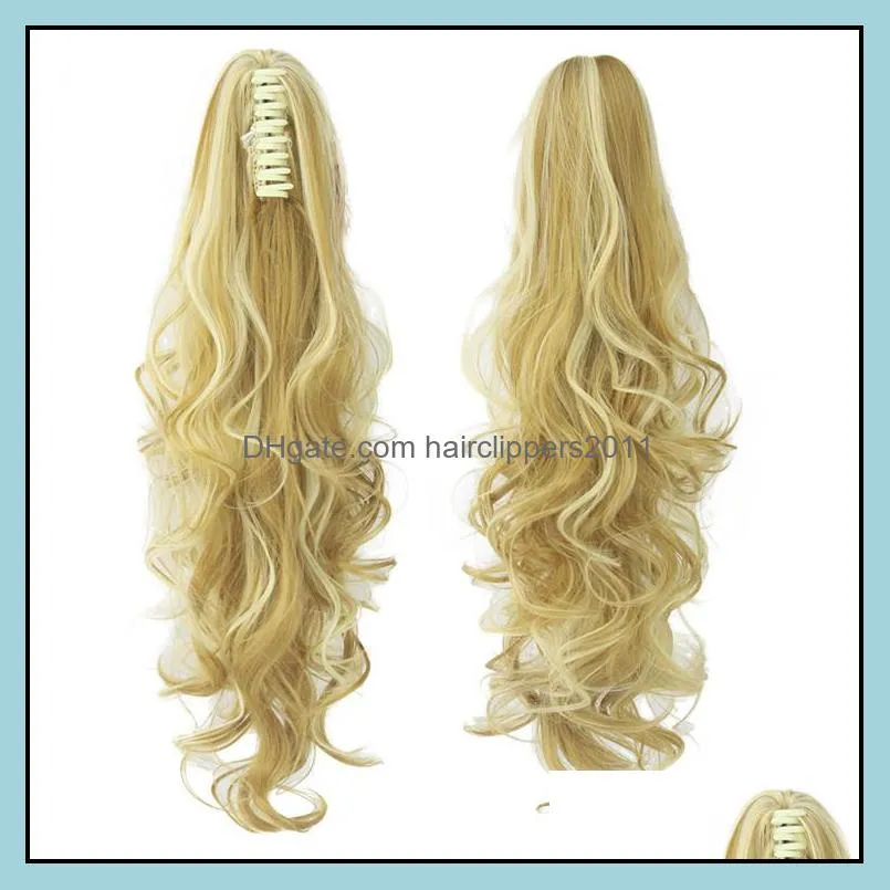 24 inches synthetic claw ponytail simulation human hair exentions grip wave ponytails bundles in 16 colors mw060