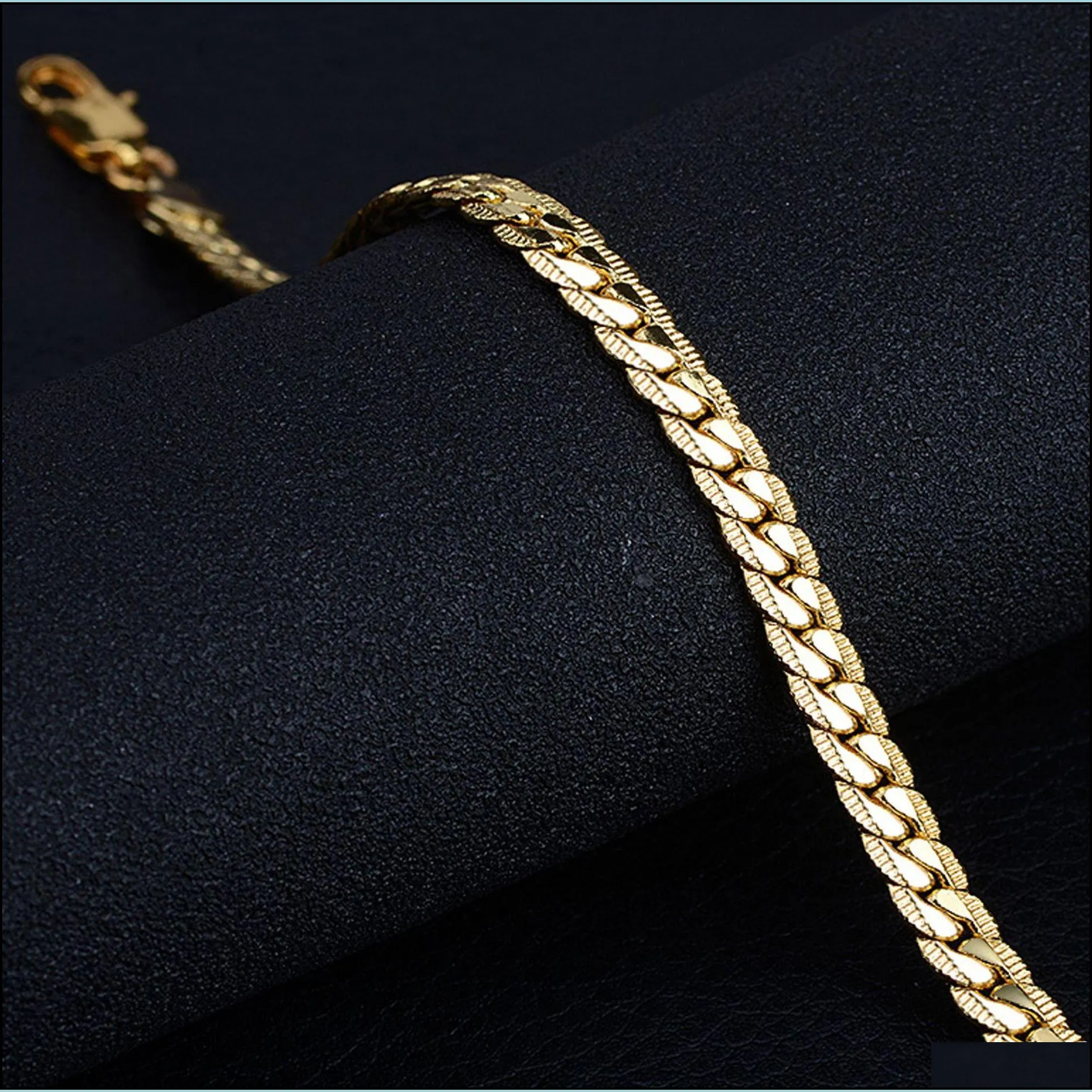 fashion female 18k gold bracelet for women bridal wedding party jewelry birthday gift 5m side 18k gold bracelet