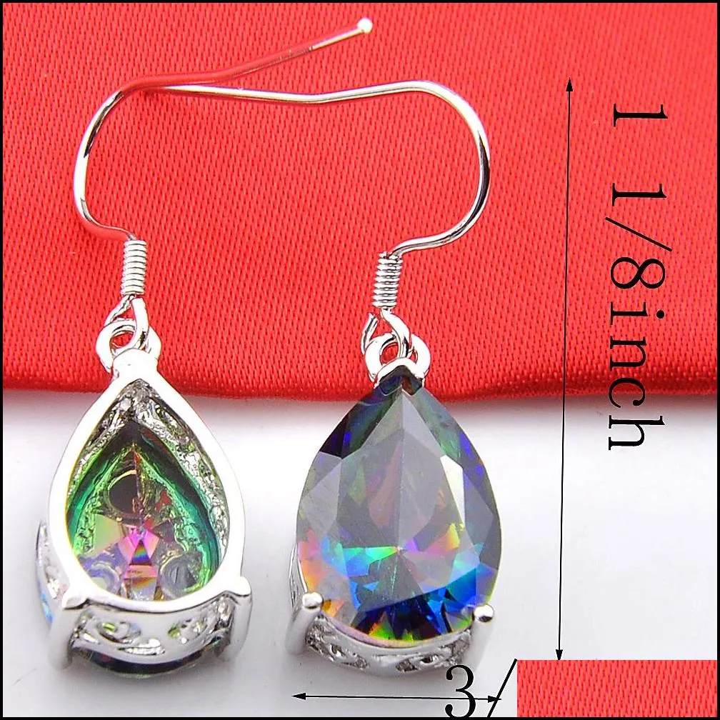 Dangle & Chandelier 6 Pairs Luckyshine Superb Drop Shiny Rainbow Mystic Topaz Gems 925 Sterling Sier Plated Earrings Russia Canada Jew Dhaef