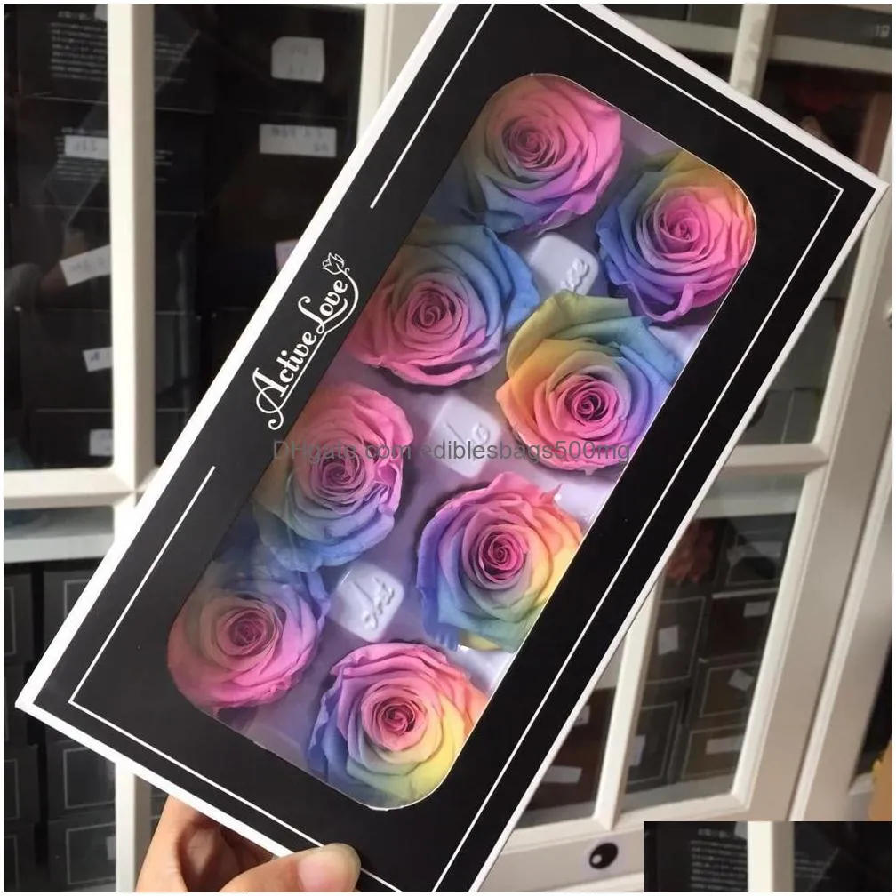 grade a preserved rainbow rose head eternelle roses for wedding party home decoration accessories diy flowers gift box favor y1128