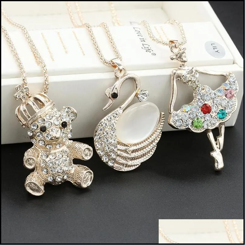 necklaces pendant fine jewelry gold plated rhinestone opal shining n elegant necklaces pendants long chain necklace