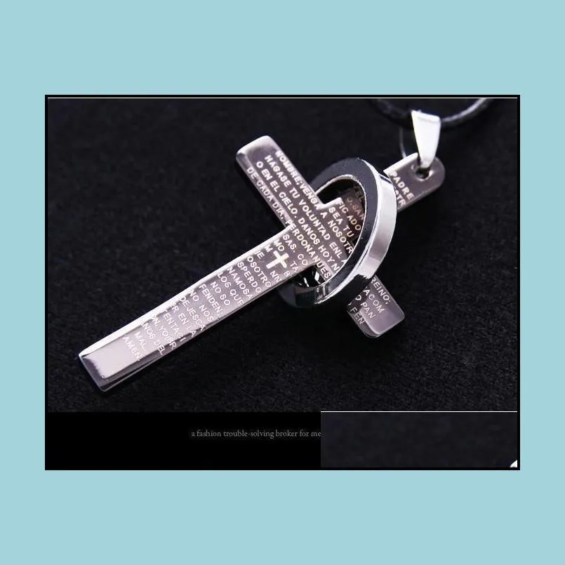 Pendant Necklaces Men Stainless Steel Necklace Statement The Bible Cross Titanium Man Lovers Necklaces Drop Delivery Jewelry Necklaces Dhhz1