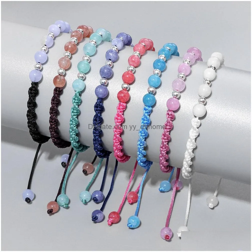natural stone hand woven adjustable bracelet colors string rope braided friendship bracelets for women jewelry