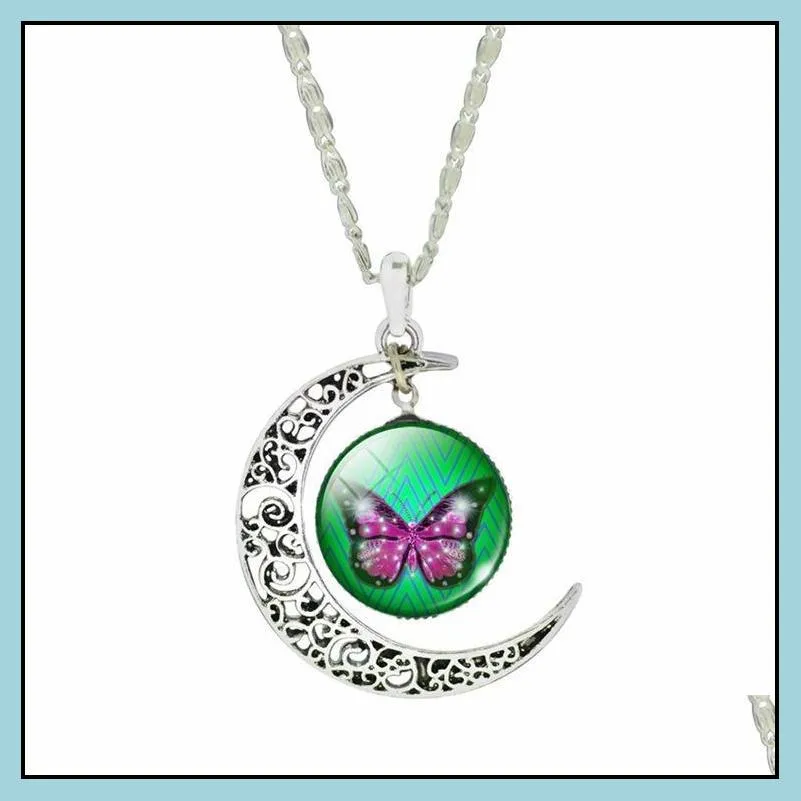 necklaces pendants for women men interstellar galaxy cabochon moon his and hers alloy hollow moon unisex couple moon necklace