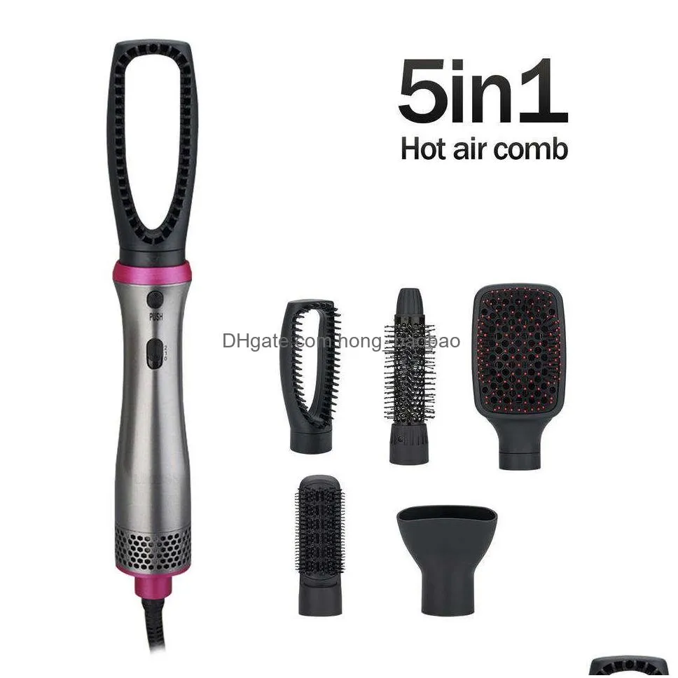 5 in 1 air comb multi-function head change blow drying comb curl straight dual purpose electric hair straightening comb