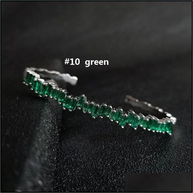 Cuff New Green Rose Sier Light Luxury Micro Pave Zircon Cuff Bracelet Bangle For Women Party Gift Open Jewelry Wholesale Drop Delivery Dhbxo