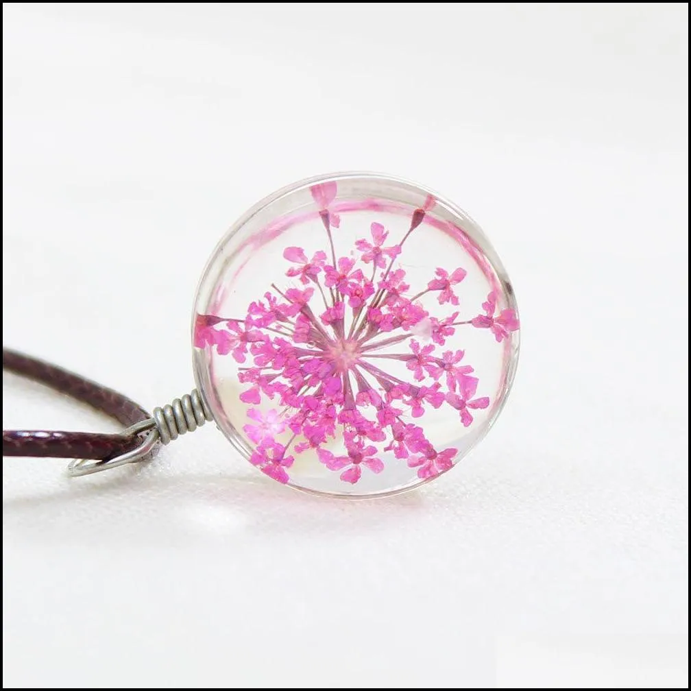 chokers necklaces for women leather ball crystal glass necklaces dried flowers pendant necklace