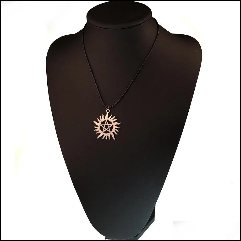 Pendant Necklaces Sun Pendant Necklace Supernatural Star For Women Men Movie Jewelry Fasion Five-Pointed  Drop Delivery Jewel Dhe4V