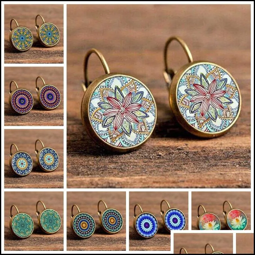 Charm Dangle Earrings Starry Night Stud Earring Women Girl Gift Glass Cabochon Jewelry Bronze Earings Delicate Ear Hook Drop Delivery Dhawx