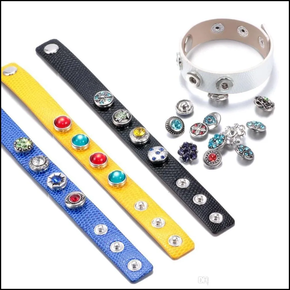 Clasps & Hooks Fashion 50Pcs/Lot Mix Many Rhinestone Styles Metal Clasps Charm 18Mm Snap Button Bracelet For Women Diy Jewelry Drop De Dhvxi