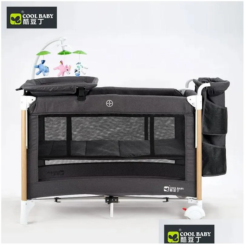 Baby Cribs Multifunctional Crib Cradle Folding Portable Mobile Stitching Big Bed