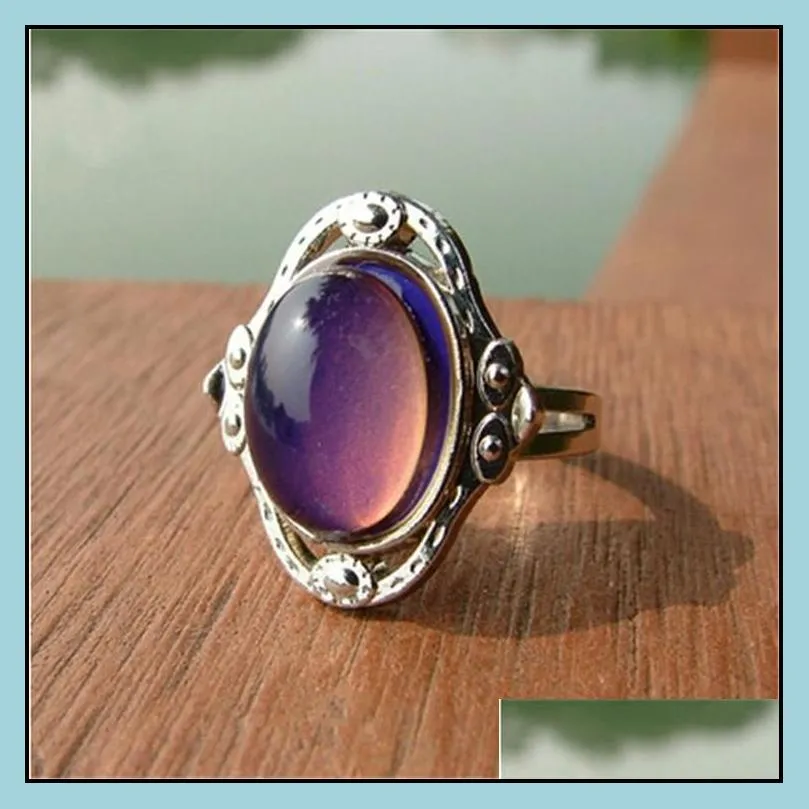 color change mood ring oval emotion feeling changeable ring temperature control thermochromic gemstone ring