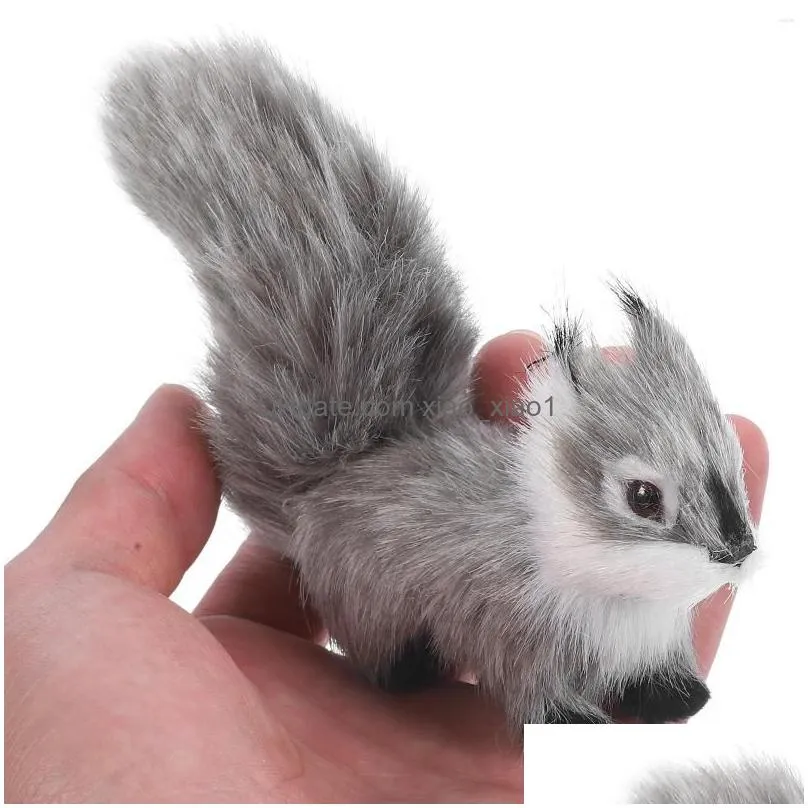 garden decorations furry squirrel ornament small plush statue decoration realistic