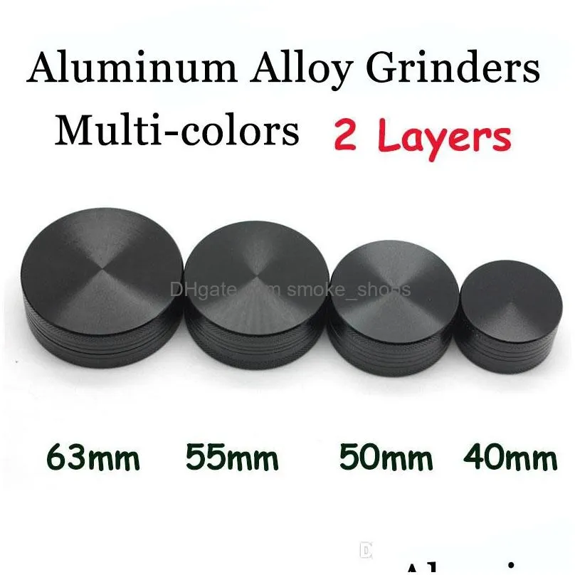 aluminum alloy herbal grinder 2 layers herb smoking grinders metal 40/50/55/63mm tobacco crushers ship