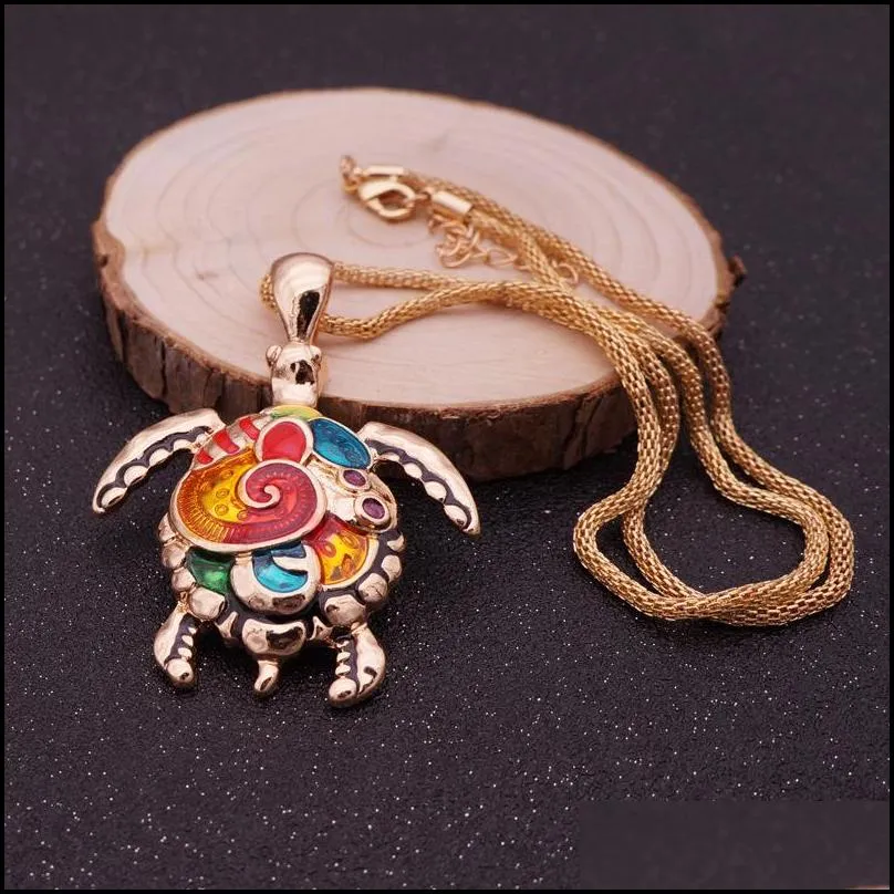 Pendant Necklaces Fashion Animal Turtle Necklace Pendants Bright Enamel Tortoise Mti Women Sea Jewelry Christmas Drop Delivery Jewelry Dhykb