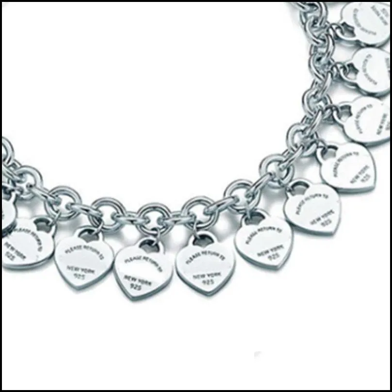Chain Sterling Sier 925 Classic Fashion Heart Card Ladies Bracelet Jewelry Holiday Gift 200925 Drop Delivery Jewelry Bracelets Dhhyi