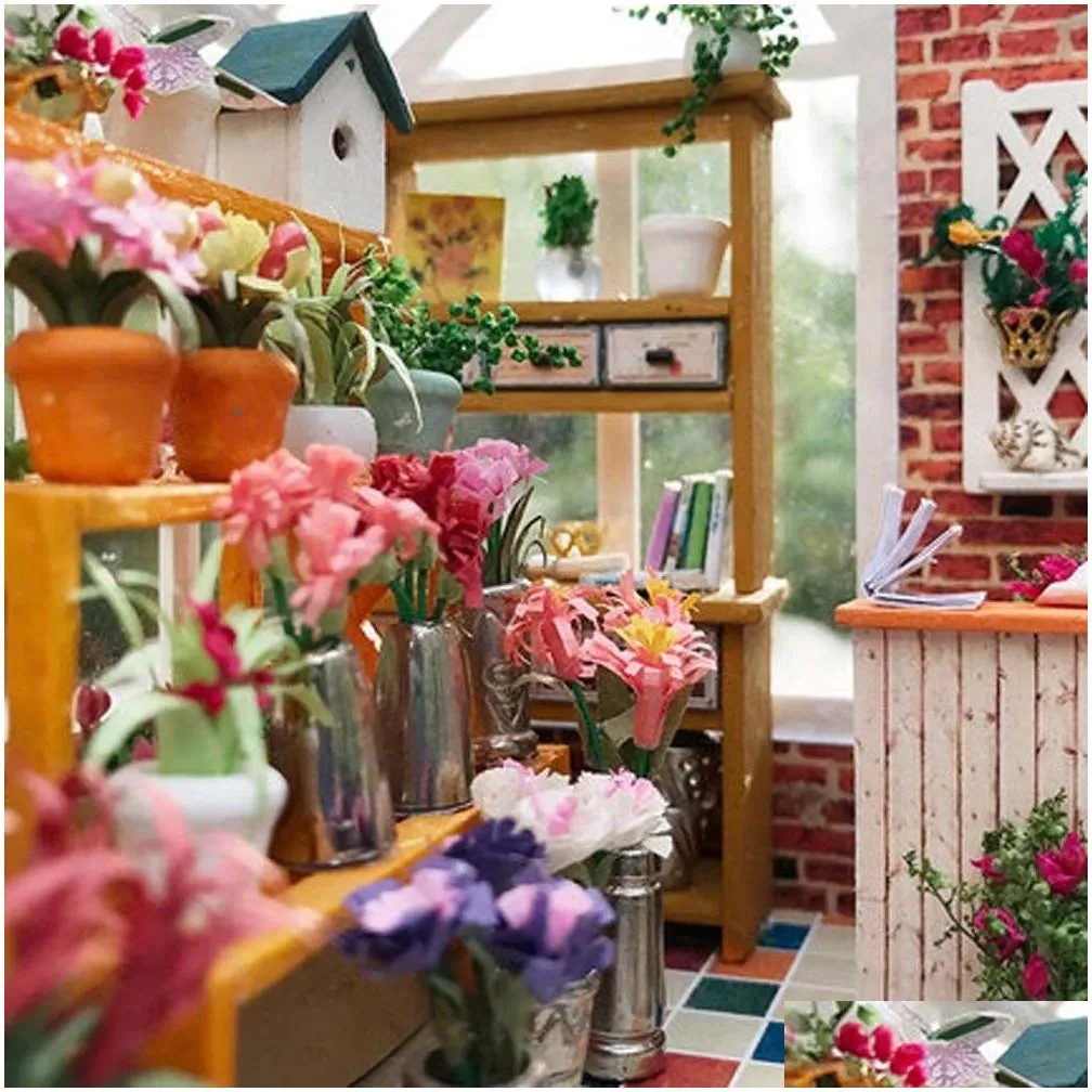 DIY Dollhouse Wooden Houses Miniatures for dolls dollhouse Furniture Kit doll houses Toys for Children Gift Sosa Greenhouse LJ201126