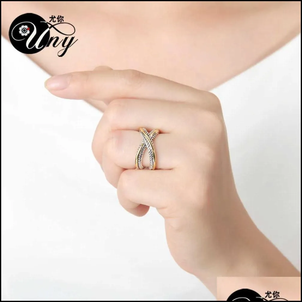 Wedding Rings Uny Ring David Vintage Designer Fashion Brand Rings Women Wedding Valentine Gift Two-Color Plating Twisted Wire Drop Del Dhble