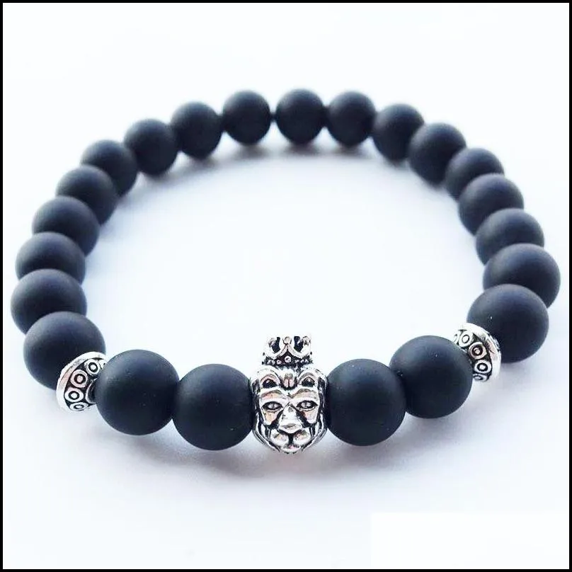 Charm Bracelets Mens Bracelets Luxury Jewelry Women Matt Stone Bead Bracelet Elephant Leopard Head  Owl Turtle Lava Drop Delivery Dh8Kl