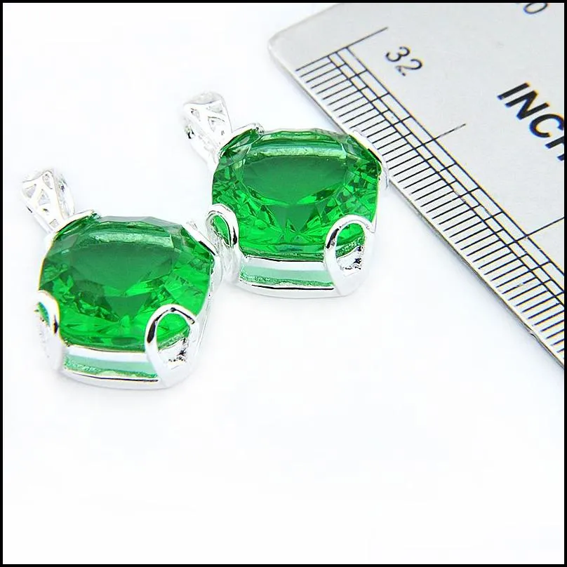 Pendant Necklaces Big Sale 12 Pcs Amazing Vintage Green Quartz Crystal Gems 925 Sterling Sier Usa Israel Wedding Engagement Pendants W Dhq5O