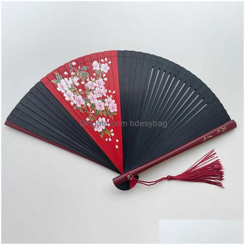 Chinese Style Products Chinese Style Products 18Cm Color Art Craft Hand Fan High Quality Whole Bamboo Folding Gifts For Wedding Party Dhij1