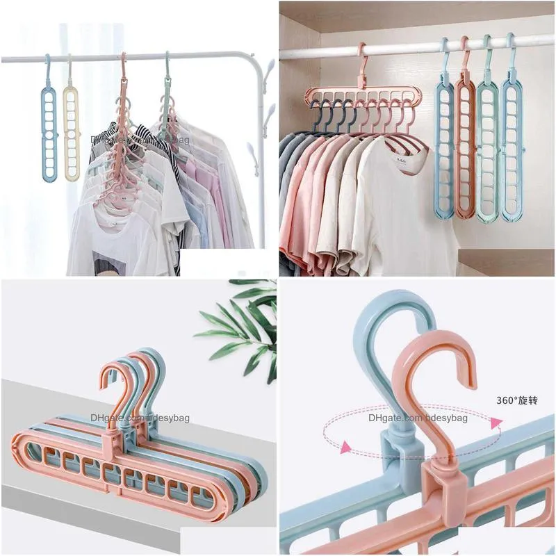 Hangers & Racks Hangers Racks Plastic Clothes Hanger Drying Storage Hanging Rack Mtifunction Mti-Port Support Scarf Shirt Dried Home O Dhodh