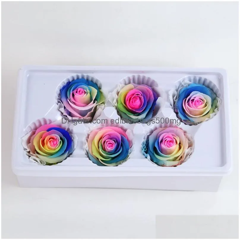 grade a preserved rainbow rose head eternelle roses for wedding party home decoration accessories diy flowers gift box favor y1128