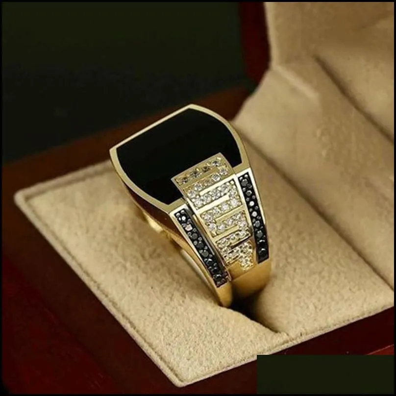 silvery black square rings for women crystal unisex couple ring men punk simple vintage wedding ring men ladies golden rings