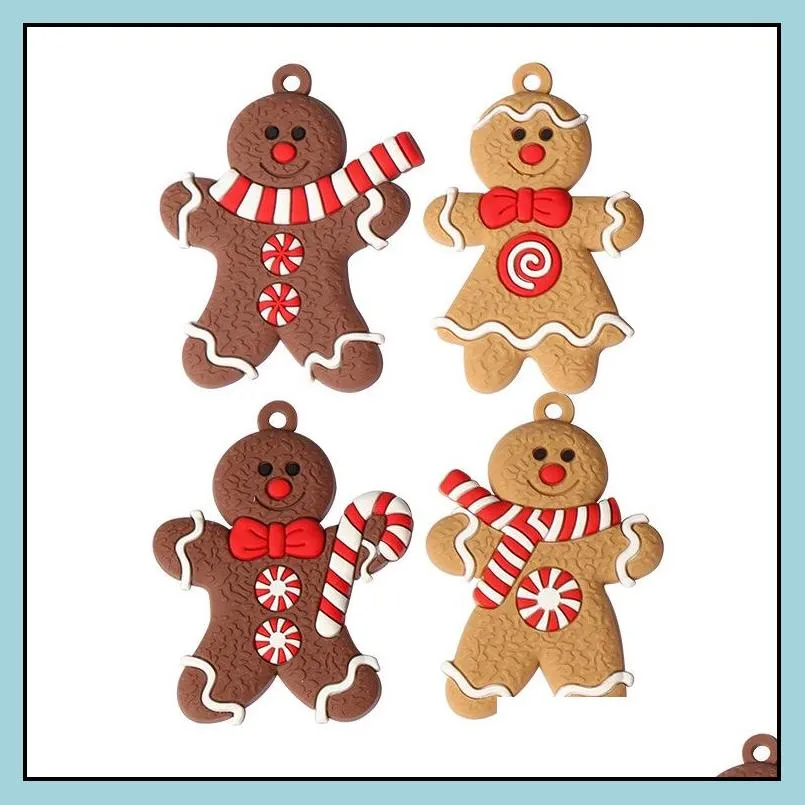 Charms 12Pcs Christmas Cute Gingerbread Man Biscuit Pendant Charms Beverages Jewelry Accessories Diy Funny Earrings Findings On Sale D Dhygx