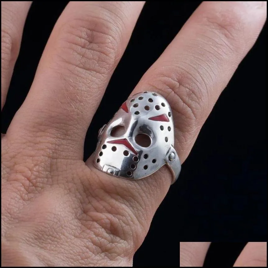 creative horror movie mask ring for men vintage party steam punk motor biker gothic rings male jewelry