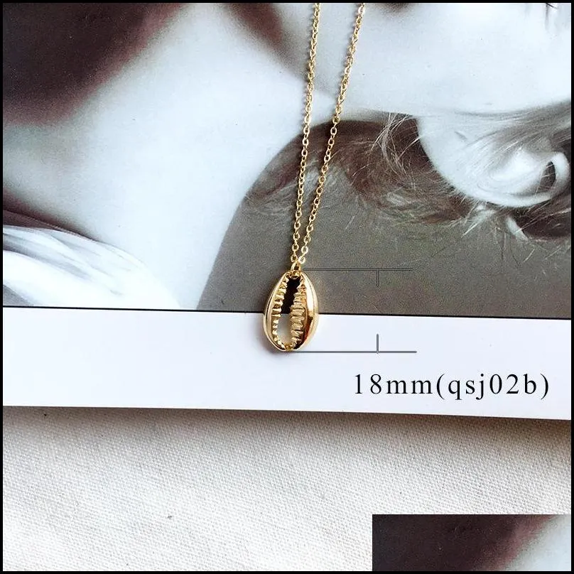 Pendant Necklaces Fashion Gold Color Alloy Cowrie Shell Necklace For Women Conch Chain Pendant Summer Jewelry Starfish Collar Drop Del Dhgcm