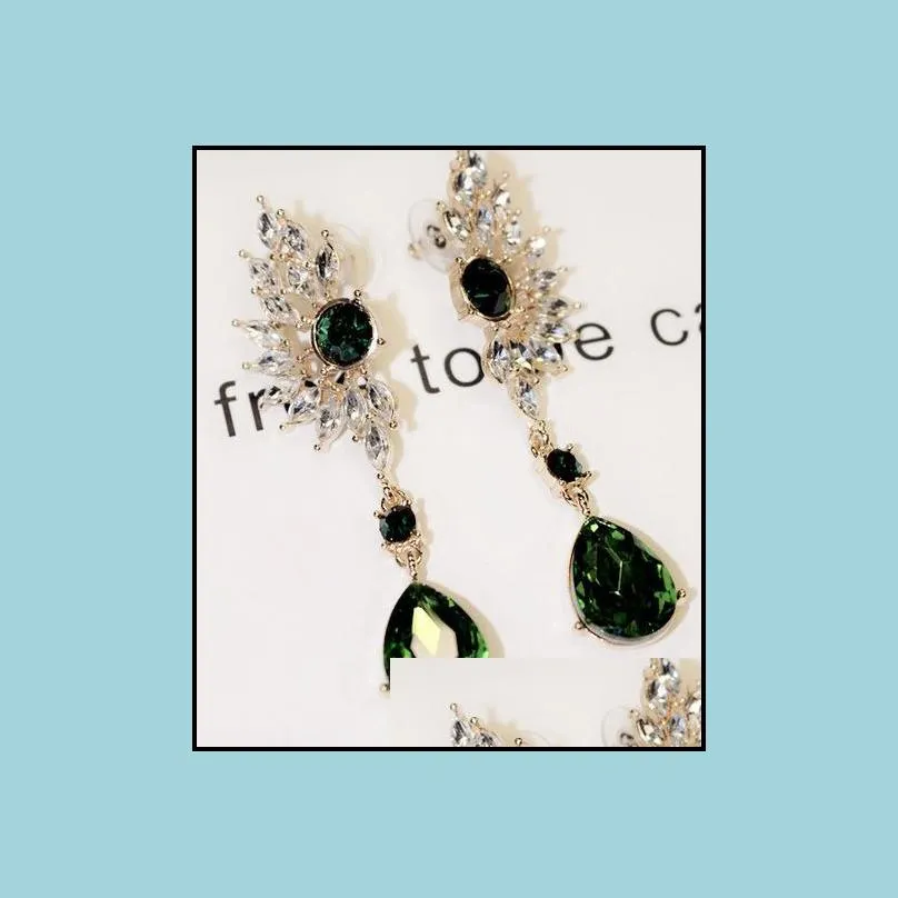 Dangle & Chandelier Earrings Pretty Statement Fashion Jewelry Esign New Korean Crystal Drop Earring Diamond Gemstone Wing Feathers Boh Dhsoz