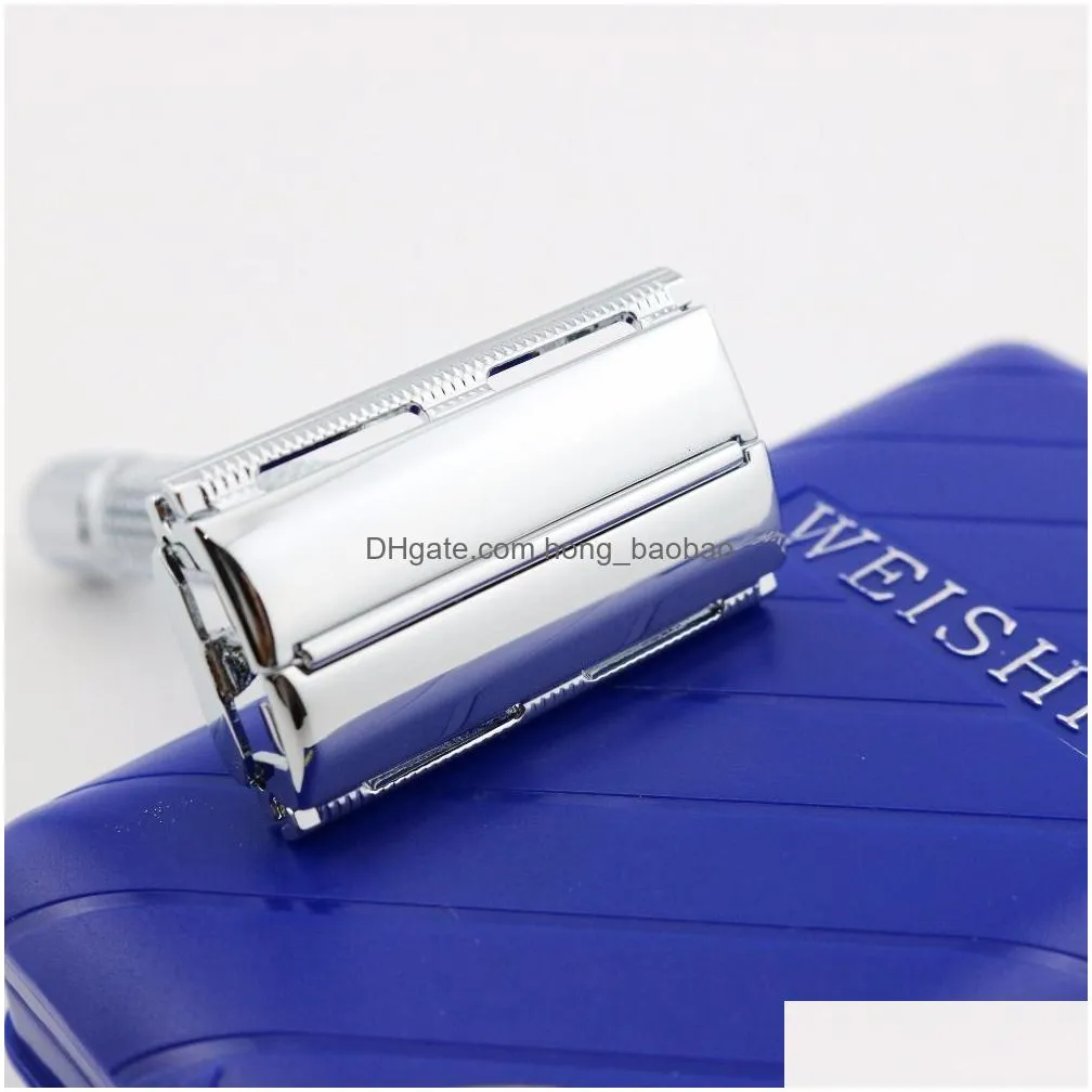 weishi double edge safety razor butterfly shaving razor brass material chromium plating 9306-f 100 pcs/lot 