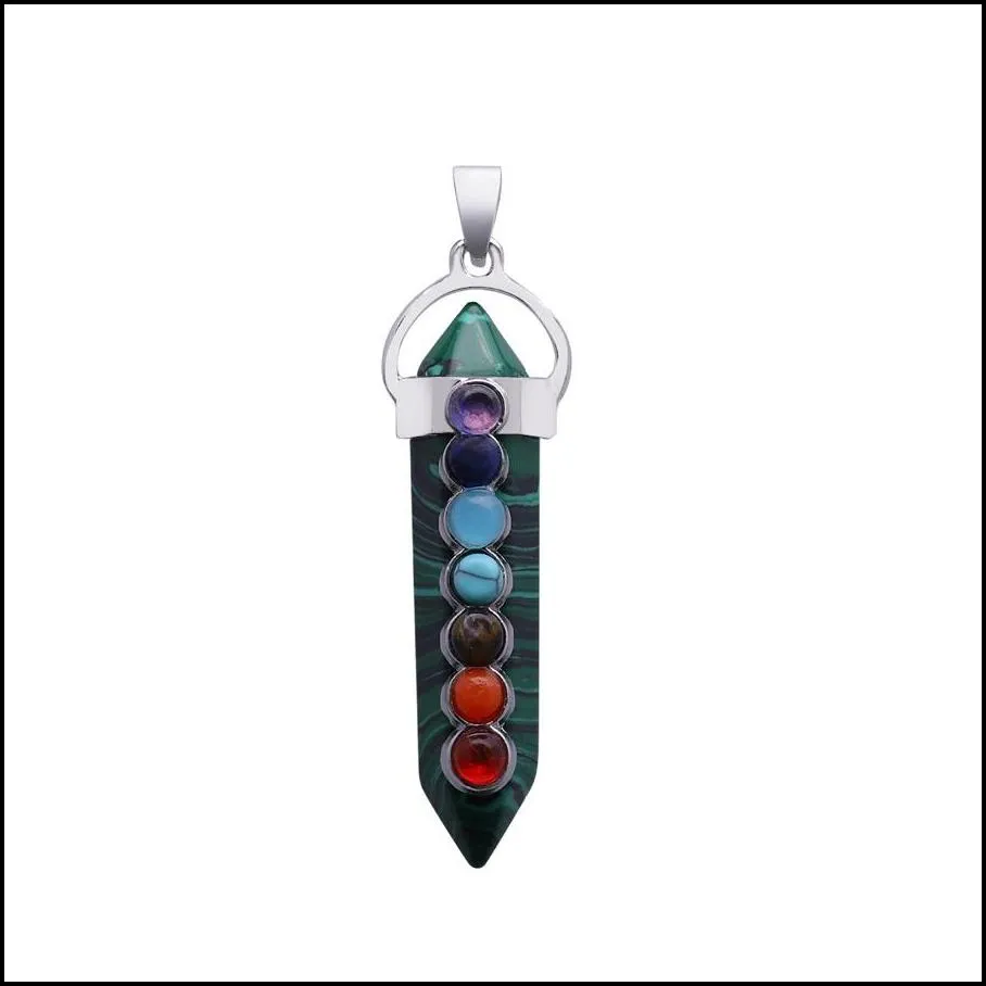 Pendant Necklaces Crystal Chakra Hexagon Prism Cone Pendant Natural Stone Fashion Necklace Drop Delivery Jewelry Necklaces Pendants Dhmsg