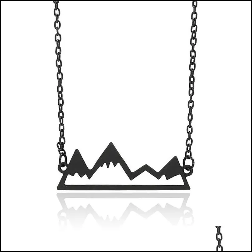 mountain necklace minimalist top pendant snowy mountain hiking outdoor travel jewelry mountains climbing gifts gold/silver chains