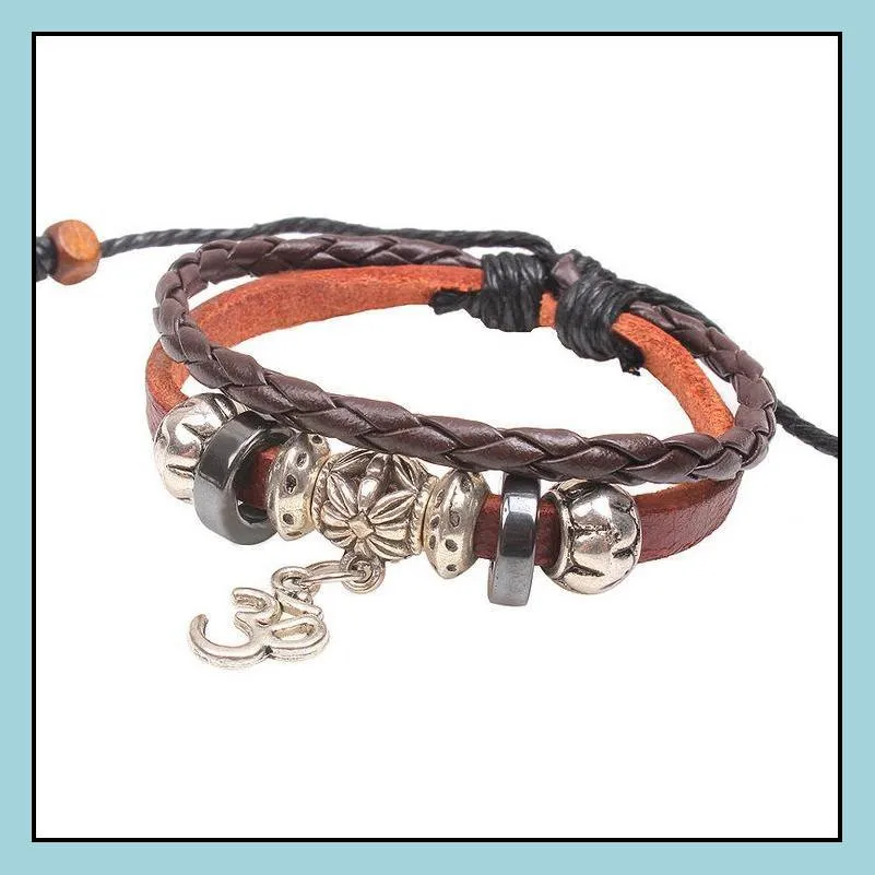 Charm Bracelets Leather Bracelet Genuine Wooden Bead Charm Infinity Bracelets Drop Delivery Jewelry Bracelets Dhpr5
