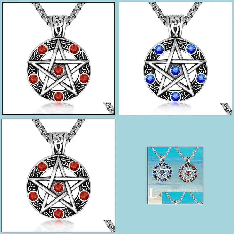 Pendant Necklaces Supernatural Necklace Pentagram Pentacle Five-Pointed Star Wicca Pagan Dean Winchester Pendant Vintage Gothic Jewelr Dhyrf