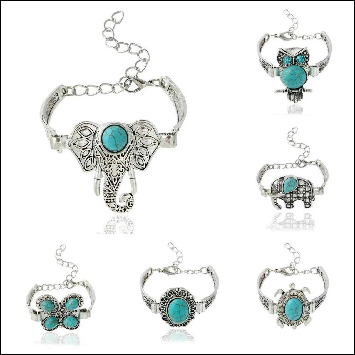 Charm Bracelets Charm Bracelets Vintage Designer Retro Elephant Owl Boho Jewelry Bangles Drop Delivery Jewelry Bracelets Dhpqh