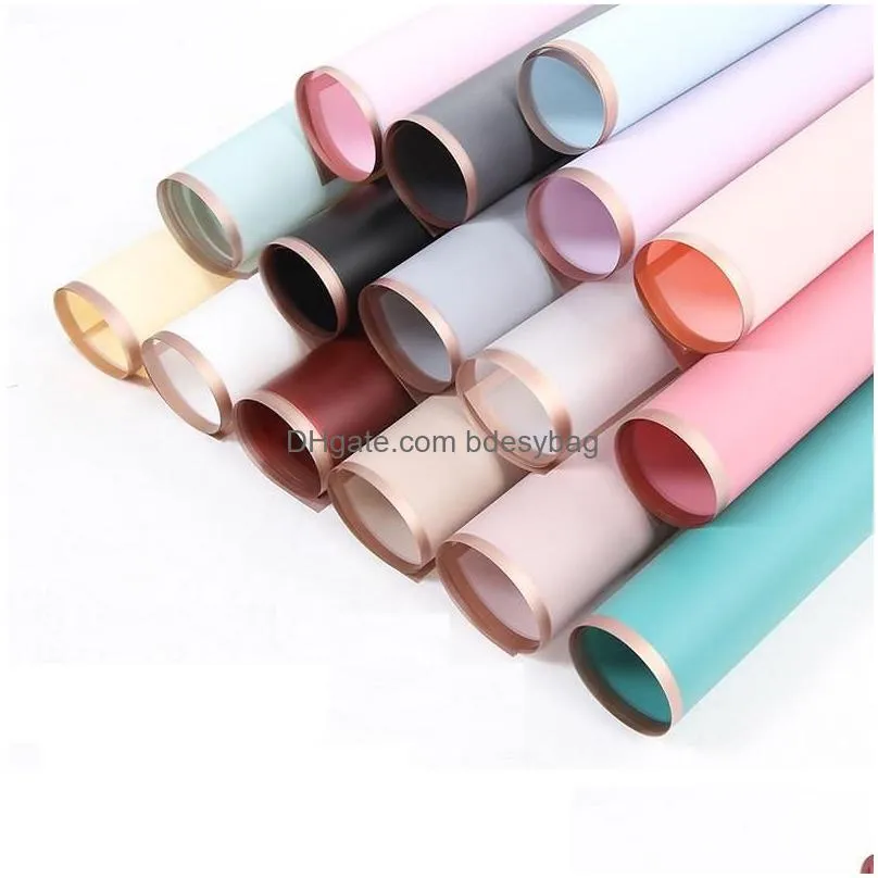 Gift Wrap Flower Wrapped Paper 20Pcs/Pack 60X60Cm Christmas Wedding Valentine Day Waterproof Bronzing Gift Wrap Drop Delivery Home Gar Dhozw