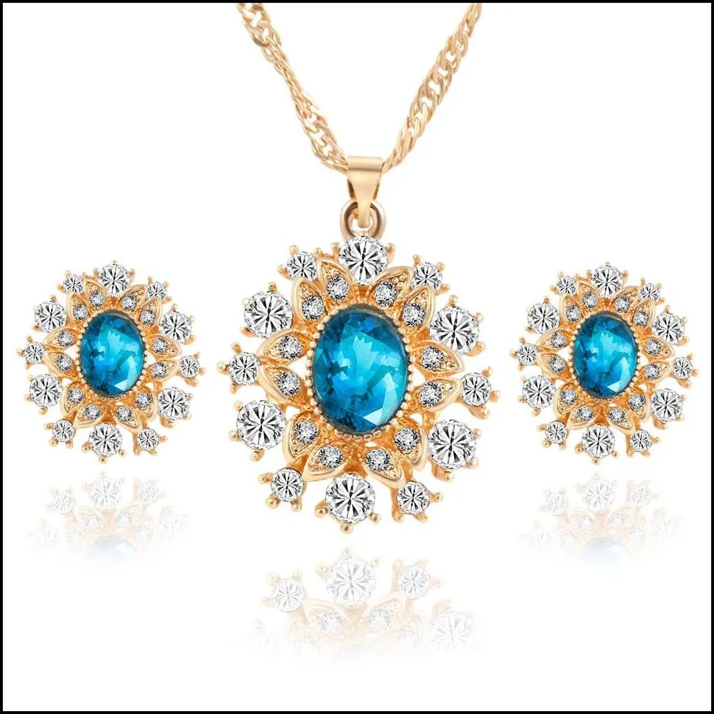 bridesmaid jewelry set wedding crystal party jewelry set 18k gold fashion jewelry