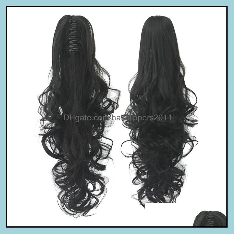 24 inches synthetic claw ponytail simulation human hair exentions grip wave ponytails bundles in 16 colors mw060