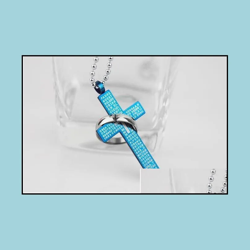 Pendant Necklaces Men Stainless Steel Necklace Statement The Bible Cross Titanium Man Lovers Necklaces Drop Delivery Jewelry Necklaces Dhhz1