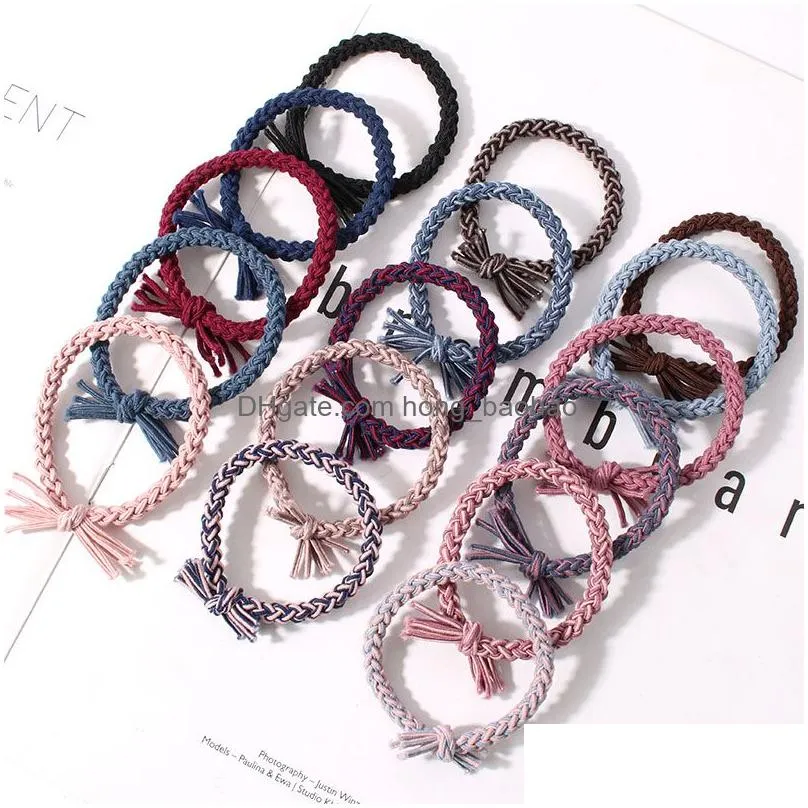 rubber band hairband for women in south korea cute and simple headband small and  personalized leather cover woven hair rope tied