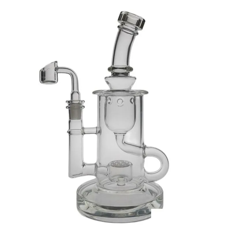 SAML Klein Bong Hookahs SOL Dab Rig Glass Recycler Smoking Flower Water Pipe Seed Of Life joint Size 14.4mm Thick Base