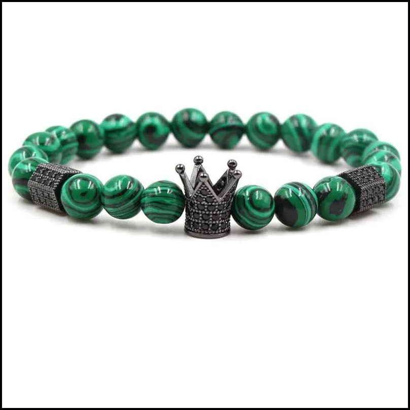 stone bead bracelet lava weathered agate malachite tiger eye stone bracelet gentle crown zircon bracelet