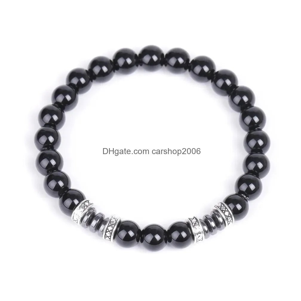 8mm natural stone lava tiger eye howlite hematite beads bracelet for women men buddha energy yoga jewelry